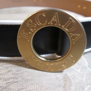 Vtg ESCADA black Leather WOMEN'S BELT with studs Sz 28 .... Made in GERMANY